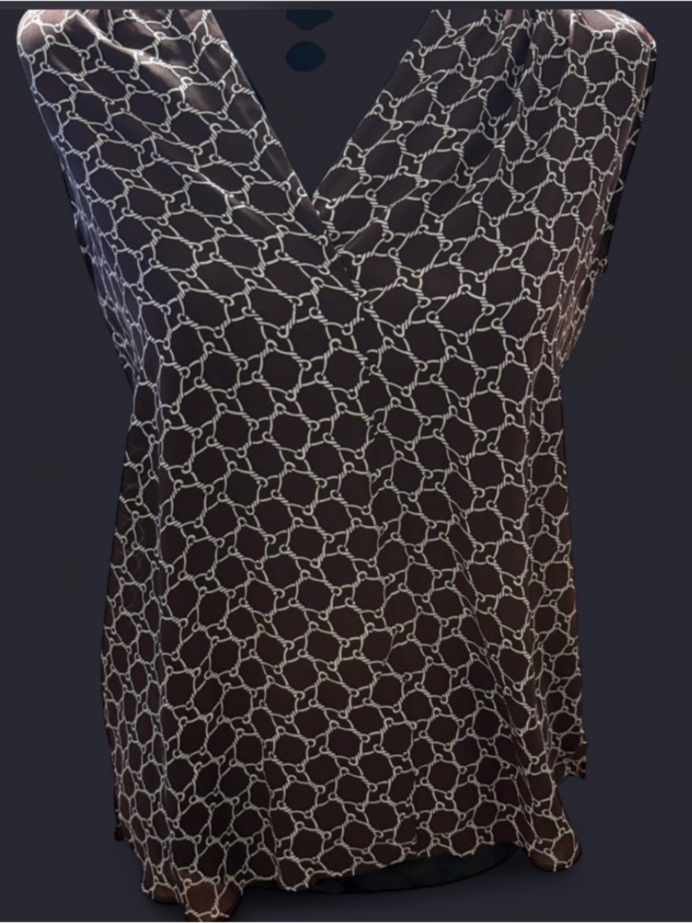 LOFT Black Camisole with White Chain-Link Pattern